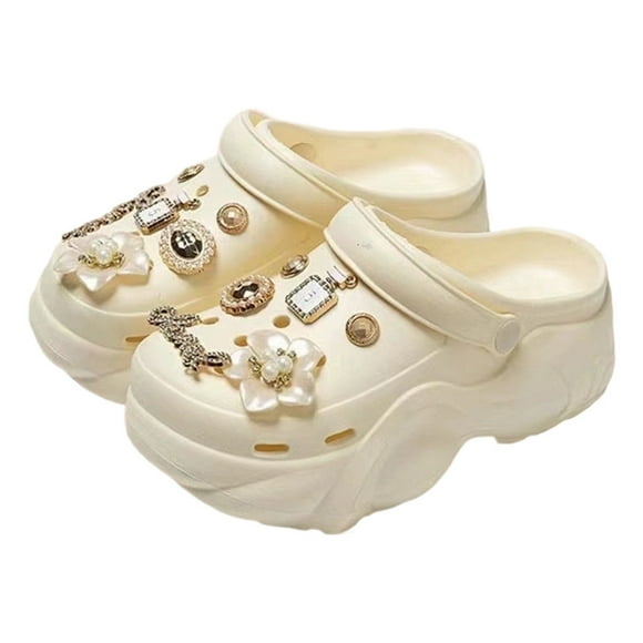 MIASHUI Womens Clogs Outdoor Walking Garden Water Shoes Comfortable Platform Sandals,White,8