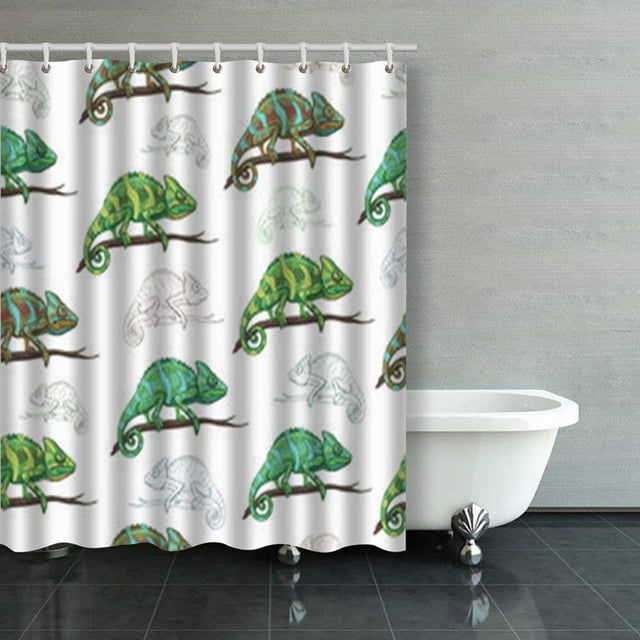 Cortina de Baño ABPHQTO Patrón sin costuras Reptiles Camaleón 150x180 cm