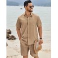 thumbnail image 3 of COOFANDY Textured 2 Piece Set for Men Summer Beach Vacation Sets Button Down Short Set, 3 of 10