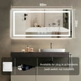 thumbnail image 7 of LED Bathroom Mirror 60"x28",Frontlit and Backlit Wall Mounted Vanity Mirror,Dimmable 3 Color Temperature Anti-Fog Touch Button LED Bathroom Mirror with Lights, 7 of 7