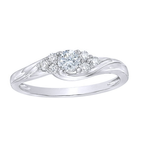 AFFY White Natural Diamond Engagement Ring in 10K Solid Gold (0.33 Cttw)