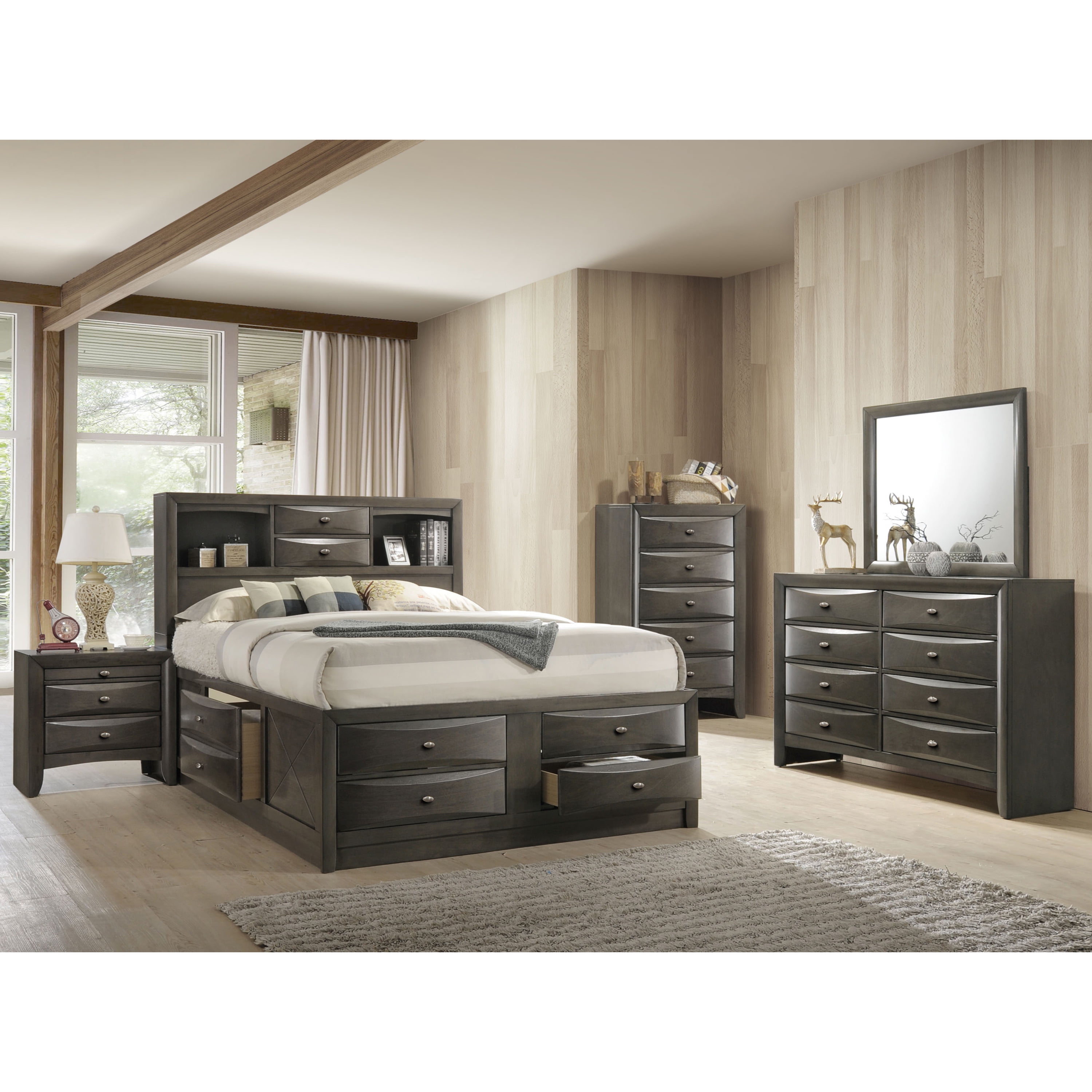 Furniture of America Collins Transitional 3-Drawer Adult Nightstand, Gray