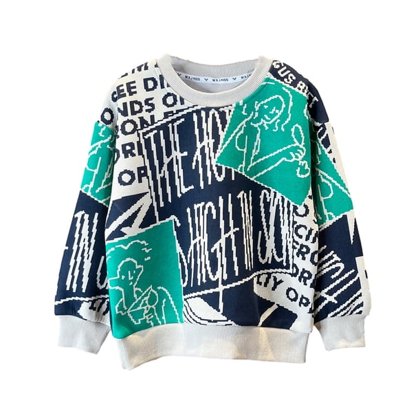 WOLLED 4-14Y Boys Spring Cartoon Sweatshirt for Toddler Kids,Baby Long-Sleeved Casual Sweatshirt