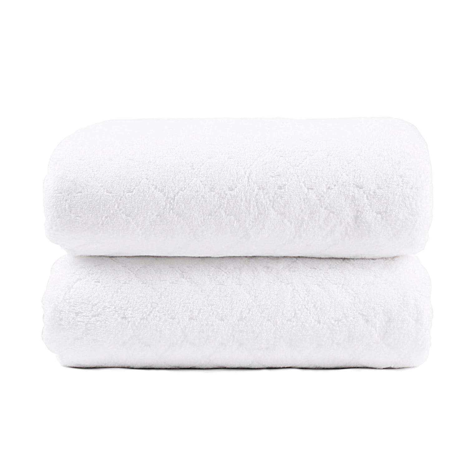 JML Bath Towel Set 2 Piece, Plaid Polyester Hotel & Spa Bath Towels, 30" x 60", White, White