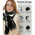 thumbnail image 5 of TEAJOPSUU Winter Warm Scarf for Women Soft Faux Wool Tassel Scarf Fashion Thermal Warps Colorful Long Shawl Large Scarves B-Black, 5 of 6