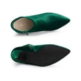 thumbnail image 4 of BLISSFUL STEP Women's Velvet Pointed Toe Stiletto Heel Ankle Boots Green 8, 4 of 7