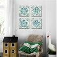 thumbnail image 6 of Vintage Flower Pattern Canvas Wall Art for Bedroom Wall Decor Rustic Boho Teal Floral Pictures Geometric Symmetry Canvas Prints Artwork for Bathroom Living Room Office Decoration 12" X 12" X 4Piece, 6 of 6