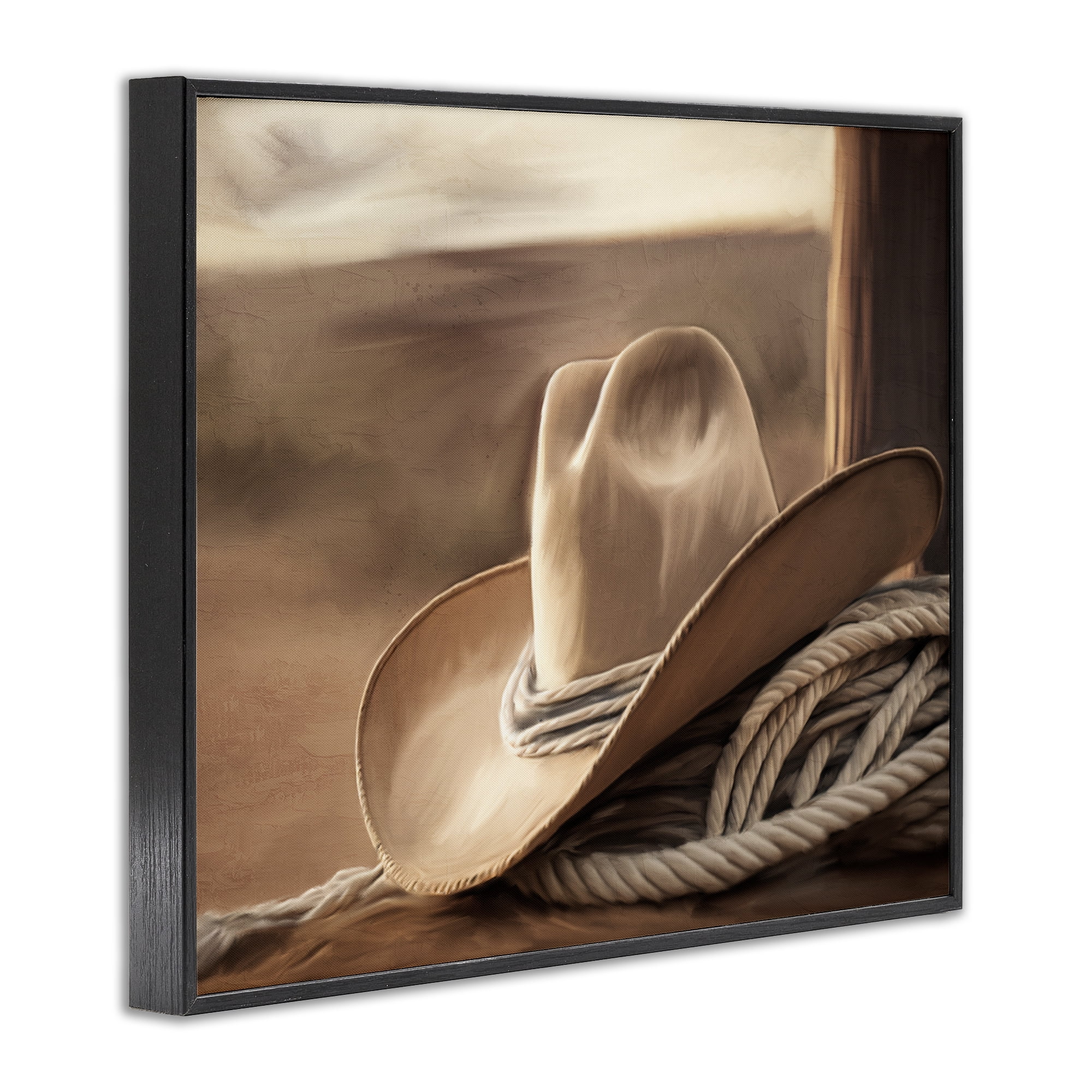 Stupell Industries White Cowboy Hat Black Framed Giclee Art, design by Kim Allen