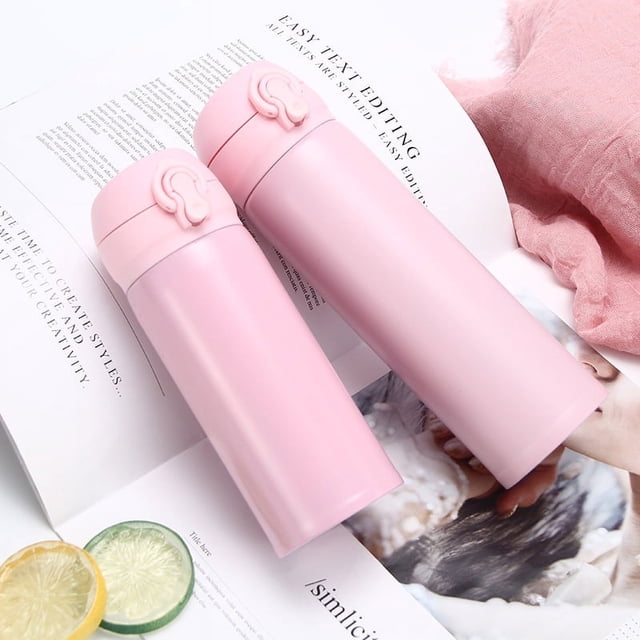 Taza térmica de acero inoxidable con tapa de rebote, taza doble recta al vacío, taza creativa para deportes de estudiantes, taza de agua