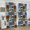 thumbnail image 4 of Rustic Deer Curtains,Bear Patchwork Blackout Curtains for Kids Teens Adult,Woodland Wildlife Moose Window Checkered Buffalo Plaid & Drapes Farmhouse Decor21x54in,2 Panel Set, 4 of 6