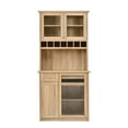thumbnail image 3 of Sesslife Farmhouse Kitchen Pantry Storage Cabinet, Freestanding Buffet with Wine Rack, 4 Doors, Drawers and Adjustable Shelves, 74" Tall Multi-Functional Coffee Bar Cabinet Kitchen Cupboard, Natural, 3 of 8