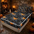 thumbnail image 3 of Erosebridal Spooky Spiderweb Zipper Twin Comforter Sets with Fitted Sheet and 2 Pillowcases, Halloween Bat Zipper Bedding Set for Boys Girls, Black Orange, Black Reversible, 3 of 7