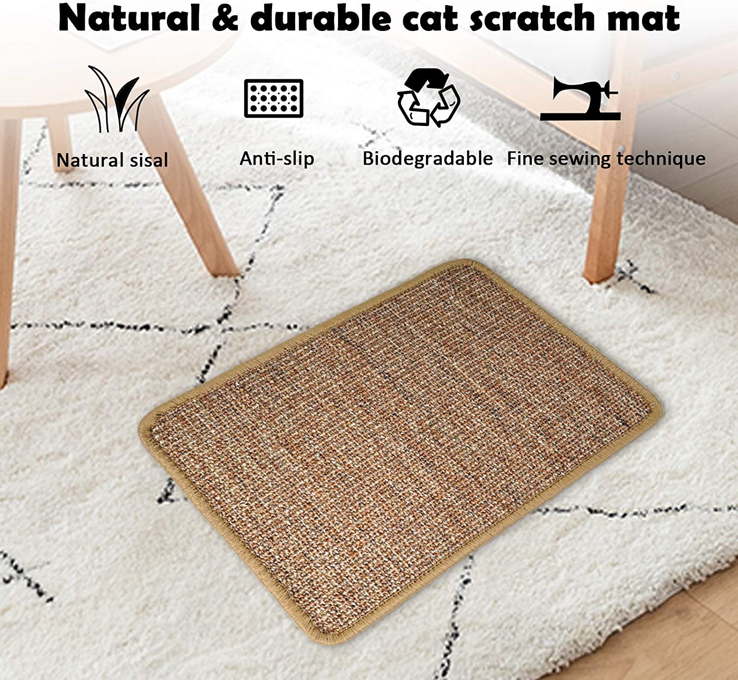 Cat Scratcher Mat Natural Sisal Cat Scratch Mats Scratching - Temu