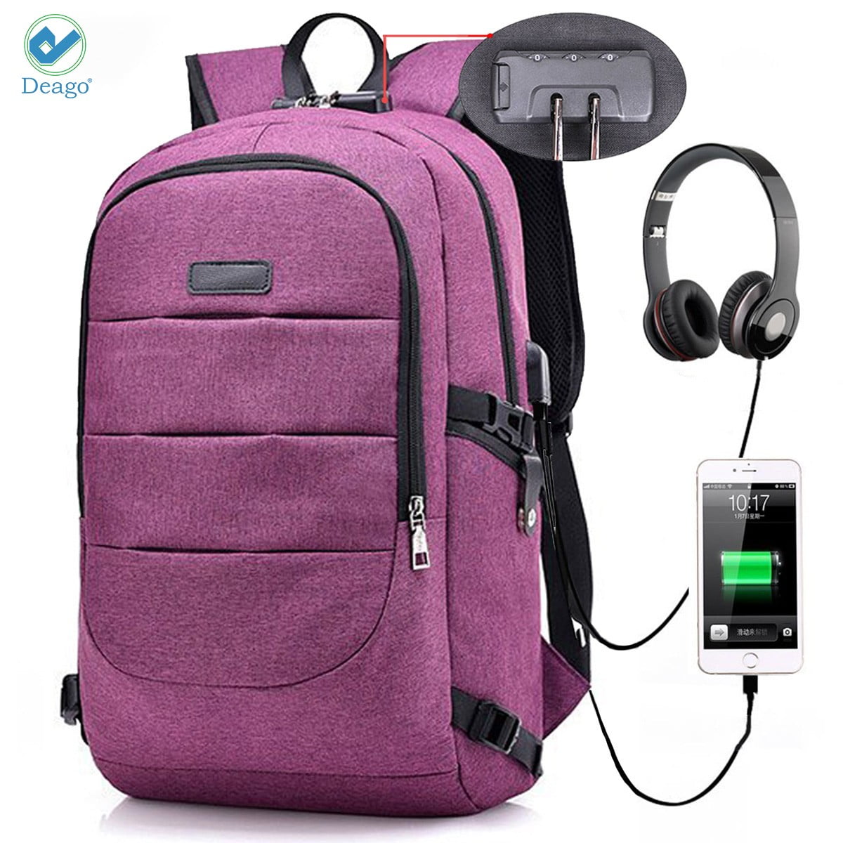 purple laptop backpack