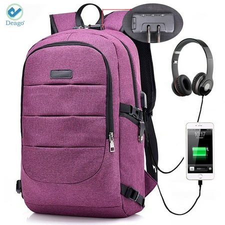 Deago Laptop Backpack, Business Anti Theft with lock Waterproof Travel Backpack with USB Charging Port for Laptops up to 17 inches (Best Lightweight Laptop Backpack 2019)