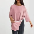 thumbnail image 2 of BiZtdJrK Surgery Shirts for Women Tear Away 3/4 Sleeve Tops Loose Fit Side Split Hem Blouses Solid Casual Soft Tops Chemo Port Adaptive Clothing Pink XL, 2 of 9