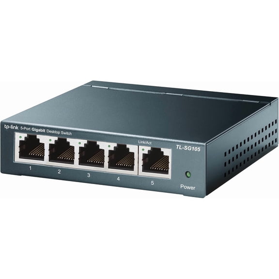 TL-SG105, 5 Port Gigabit Unmanaged Ethernet Switch, Network Hub, Ethernet Splitter, Plug & Play, Fanless Metal Design, Shielded Ports, Traffic Optimization