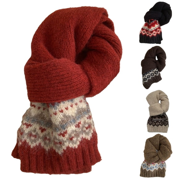 Women's Isle Wool Knitted Scarf Artistic High End Warm Cold Weather Neck Wrap