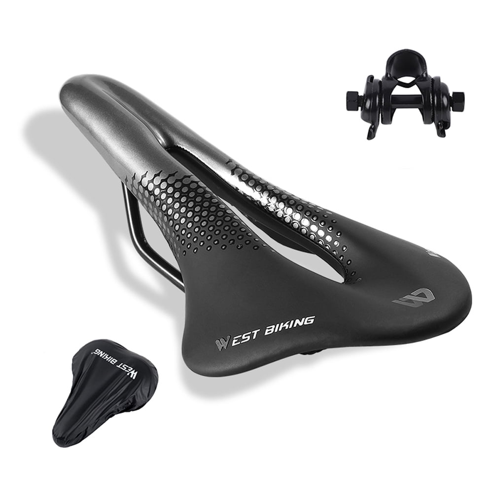 Selle De Vélo Course WEST BIKING Creuse En Fibre Carbone - Blanc, Légère 141g, Dimensions 25.5x14.5x6cm