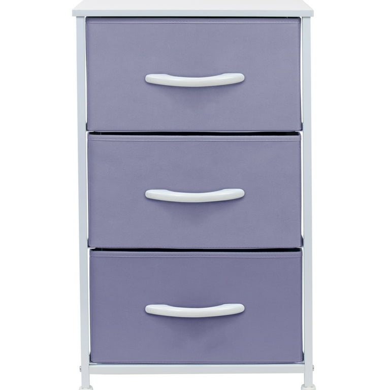 Classic Nightstand with 3 Drawers, Fabric Dresser Organizer