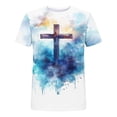 thumbnail image 2 of APEXFWDT Men's Big&Tall Easter Cross Print Shirt Short Sleeve Crew Neck T-Shirt for Gym Workout,S,Blue, 2 of 3