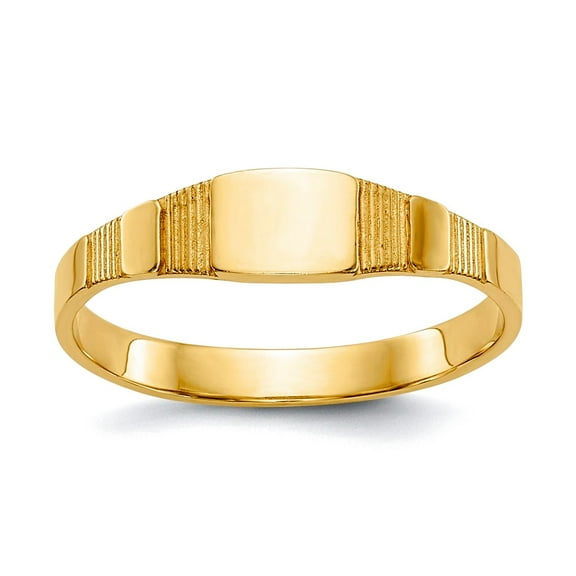 10k Solid Yellow Gold Polished Square Signet Ring Size 1.75-Ring for Women - .4 Grams