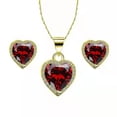 thumbnail image 3 of Paris Jewelry 14k Yellow Gold Heart 1/2 Ct Created Garnet Full Set Necklace 18 inch Plated, 3 of 4