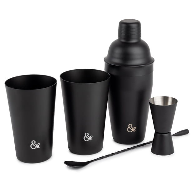 Thyme & Table Stainless Steel Mixology Bar Kit, Black, 5 Piece Set