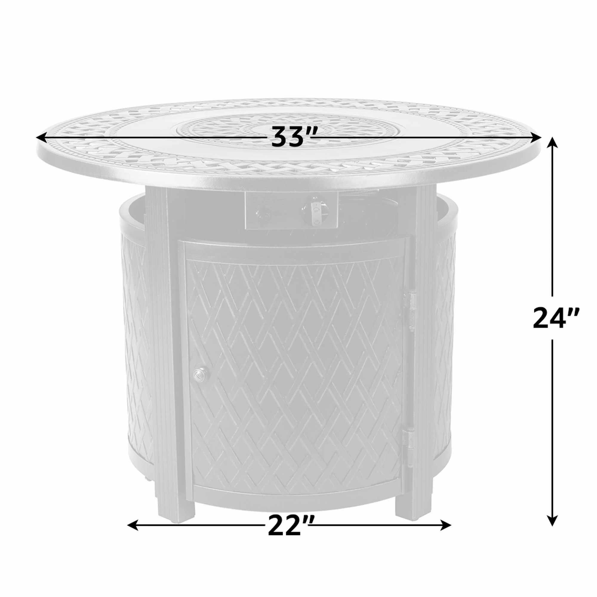 Vulcan Wagner Woven Aluminum Gas Fire Pit Table with Fire Bowl Lid – Bronze Finish – Round – 34"