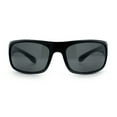 thumbnail image 4 of Polarized Mens Rectangle Wrap Classic Biker Style Sport Plastic Sunglasses Shiny Black - Black, 4 of 8