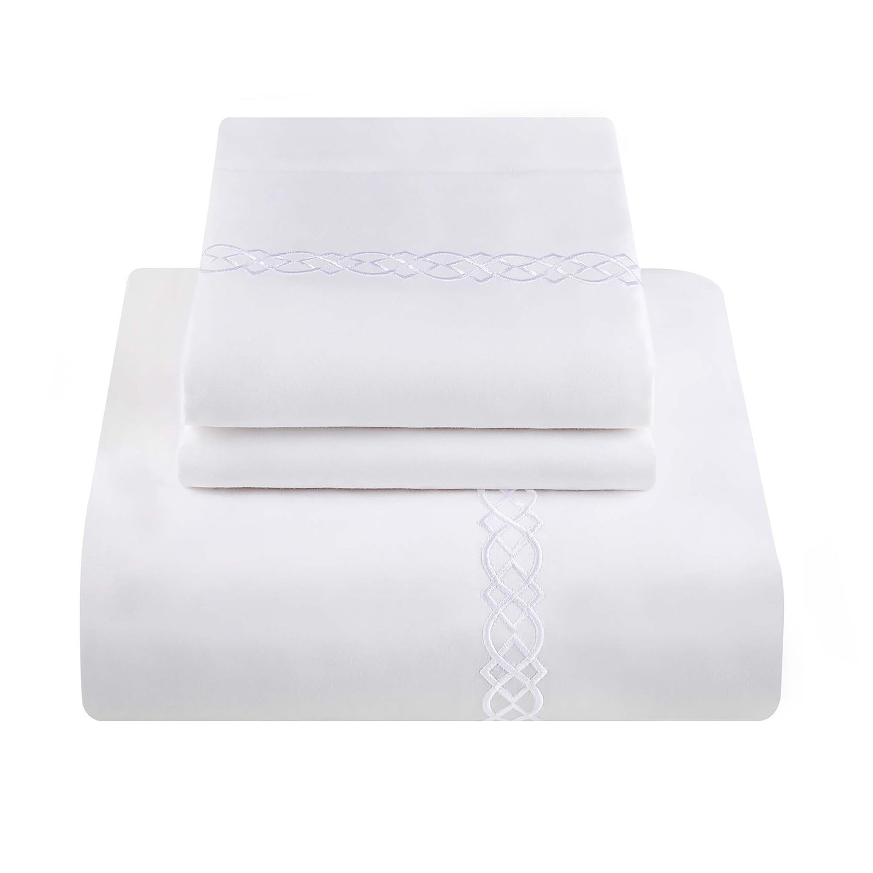 Superior Egyptian Cotton Embroidered Duvet Cover Set, Full/ Queen, White