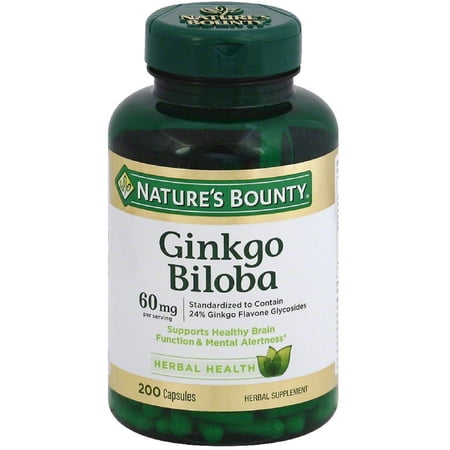 Nature's Bounty Ginkgo Biloba 60mg Capsules 200 ea