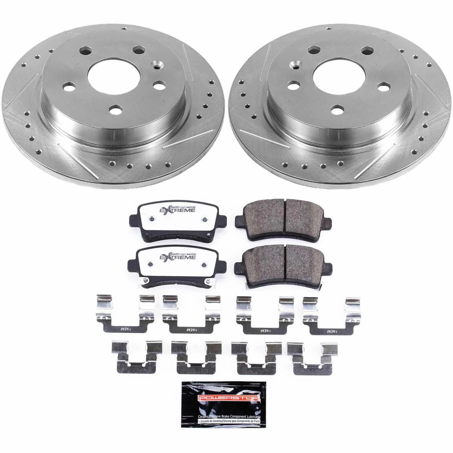 PowerStop Rear Z26 Street Warrior Carbon-Fiber Ceramic Brake Pad and Drilled and Slotted Rotor Kit Fits: BUICK CHEVROLET SAAB Select Models K5531-26
