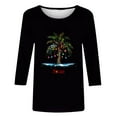 thumbnail image 4 of Feancey 3/4 Sleeve Tops for Women Plus Size Christmas Tshirts Holiday Novelty Xmas Tree Print Blouse Loose Fit Casual Crew Neck Graphic Tees Black 5XL, 4 of 4