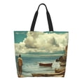 thumbnail image 1 of Fotbe Serene Coastal Blue Sky Bolsa Tote Estética de Lona con Estampado para Mujer - Bolsa Reutilizable de Hombro Casual para Vacaciones, Compras, Trabajo y Gimnasio, 1 of 8