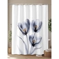 thumbnail image 4 of Fsddascl Light Grey Tulip Shower Curtain Set - Long 72" x 84" Washable Bathtub Curtain with 12 Hooks, Rustic Elegant Floral Botanical Waterproof Fabric Stall Shower Curtains for Bathroom/Bathtub, 4 of 6