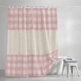 thumbnail image 4 of Shower Curtains for Bathroom-36"x72",Retro Linen Pink Buffalo Plaid Waterproof Bath Curtain Grommet Shower Curtain Set with Hooks, 4 of 9