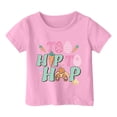 thumbnail image 3 of PMVFHDE Hauts d'Été Tendance Fille Hauts d'Été Manches Courtes pour Fille Hauts Manches Courtes Filles Hauts Enfants Filles Pâques Mignon Graphique Col Rond T-Shirt d'Été Rose, 12-13 Ans, 3 of 4