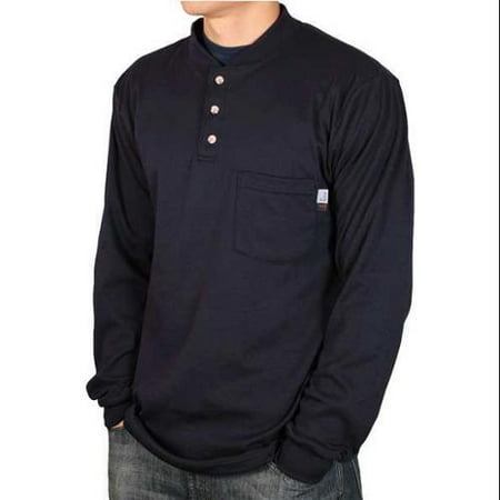 Safety Tip - NATIONAL SAFETY APPAREL C54PIXLBSLS FR Lng Sleeve Henley Shirt, Nvy, XL, Button