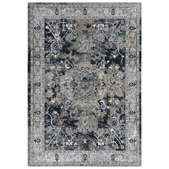 Alora Decor Sanction 8' x 10' Black/Black/Multi Color Power-Loomed Area Rug