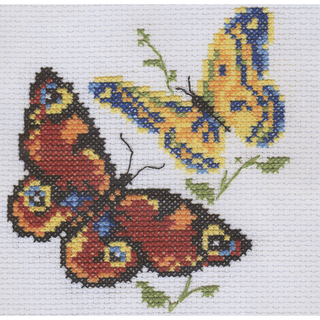 UPC: 4610009340814 | Counted Cross-Stitch Kit Beautiful Butterflies 0-50 by Alisa Needlework Nature Green Easy