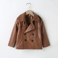 thumbnail image 2 of Otqutp Kids Warm Jacket Outwear Baby Girls Boys Jacket Turn Down Coat Winter Leather Toddler Girls Long Sleeve Winter Coat 1-6 Years(Brown,5-6 Years), 2 of 8
