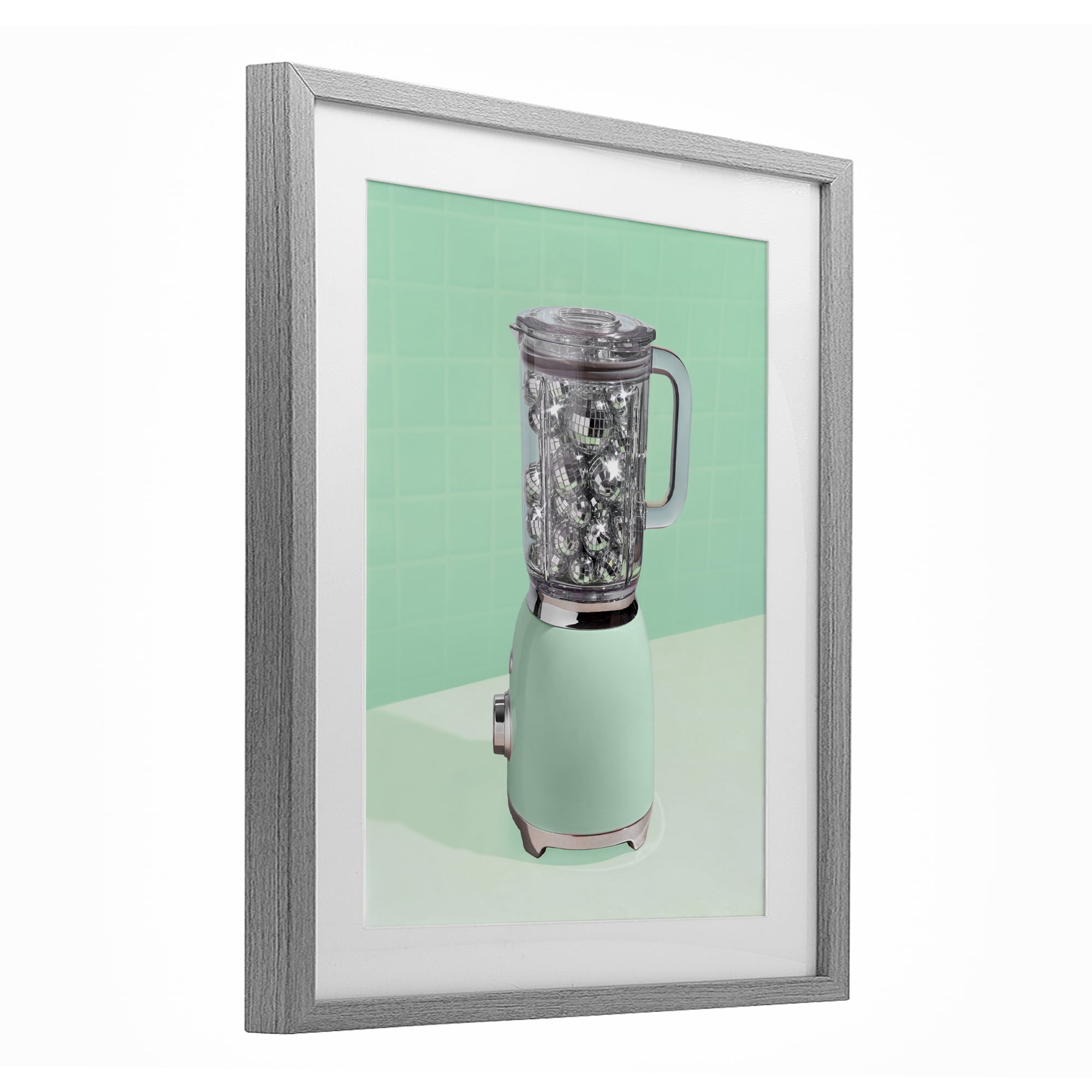 Stupell Industries Disco Drink Blender over Green Gray Framed Print Under Glass, design by LISH Creative