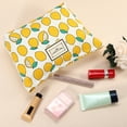 thumbnail image 4 of Bolsa de maquillaje de lona, bolsa de maquillaje de gran capacidad, bolsa de cosméticos, bolsas de cosméticos para mujeres para monedero, bases, lápices labiales, pinceles, amarillo, 4 of 7