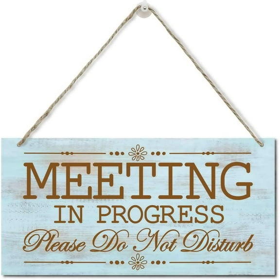 Meeting in Progress Wood Decor Sign, Please Do Not Disturb Decor Wooden Signs, Hanging Printed Wall Plaque Wood Signs, Door Wood Sign Decor, Door Sign for Office Commerical 10X 5 Inch