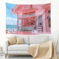 thumbnail image 3 of Easygdp Pastel Pink Beach Cafe Tapestry Wall Hanging, Wall Tapestries for Bedroom Aesthetic Living Room Office Decor 60x40in, 3 of 8