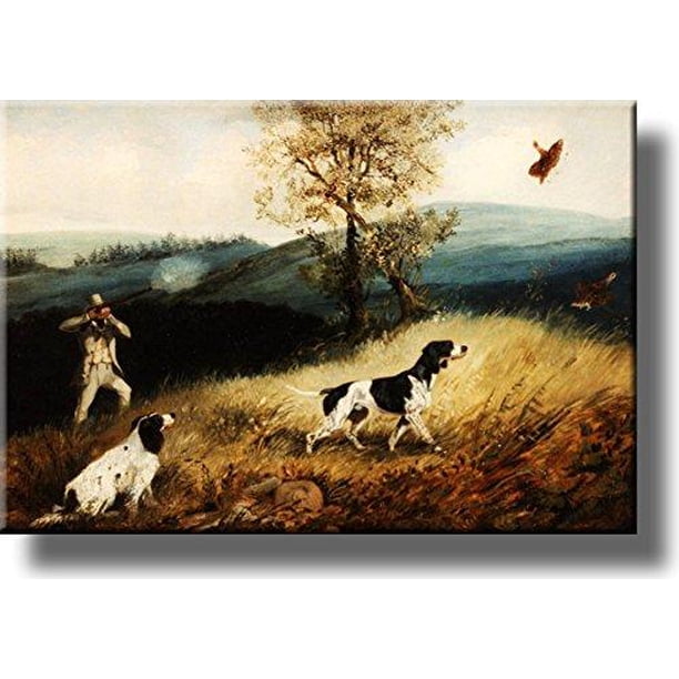 Hunting with Dogs Picture on Stretched Canvas, Wall Art Decor, Ready to