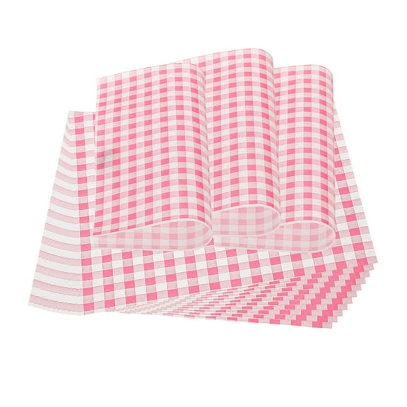 Wax Paper Sheets for Food, 100Pcs 7x7" Grease Resistant Sandwich Wrapping Paper Pink and White Checkered for Bread Party Food Basket Liners