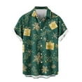 thumbnail image 4 of Muscularfit Mens Tshirts Graphic Green Christmas Oversized Work Tops Collared Big & Tall Button Up Short Sleeve T Shirts,XXXXL, 4 of 6