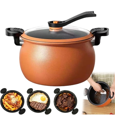 1pcs,Multifunctional Large Capacity Non-stick Pressure Cooker, Versatile Micro-Pressure Cooking Pot, Microwave Pressure Cooker for Slow Cook, Sear & Saute,(Orange)